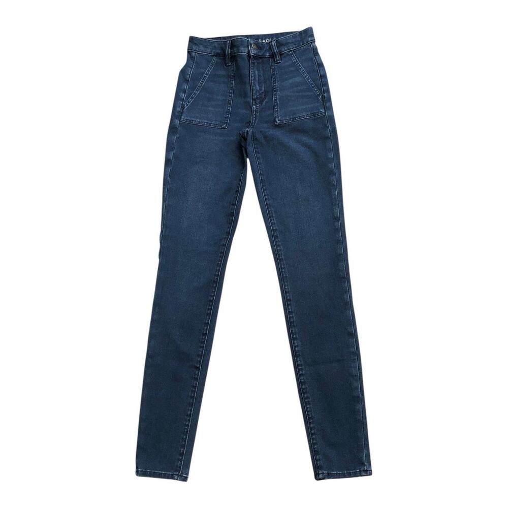 American Eagle Jegging Womens 0 Long Super High Rise Stretch Blue Skinny Jeans